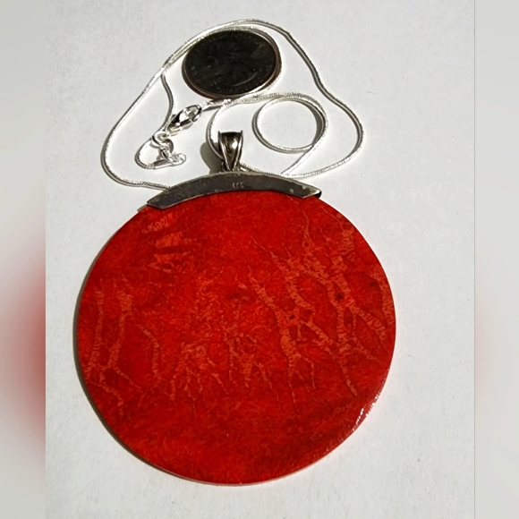 Vintage Sterling Silver Red Sponge Coral Necklace - Picture 7 of 7